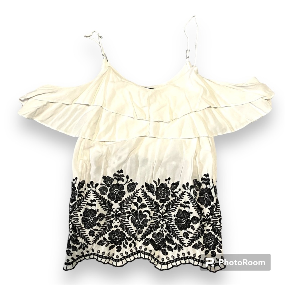 Mossimo Cold Shoulder Embroidered Top